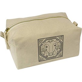 'Square Cow Motif' Canvas Wash Bag/Makeup Case (CS00004228)