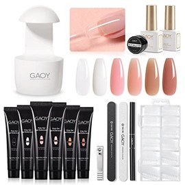 GAOY- Kit de uñas de gel polivinílico con luz ultravioleta, kit de extensión de uñas de gel constructor de 6 piezas para principiantes con todo