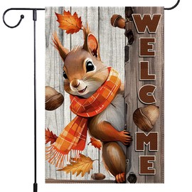 Welcome Garden Flag 12x18inch The Nut Squirrel Fall Autumn Garden Flags Yard Porch House Flag Double-Side For Home Outdoor Yard Patio Lawn Decor, Garden Decorations