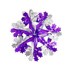 Simply Products Foil Garland Snowflake Star - Christmas Hanging Decoration Wall Ceiling Xmas Deco (Dark Purple & Silver)
