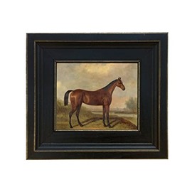 Schooner Bay Co. – William Barraud Hunter in Landscape Oil Painting Print on Canvas in Antiqued Gold Frame Home Wall Art Décor Equestrian Horse Ready To Hang (8-1/2" x 9-1/2", Antiqued Gold Frame)