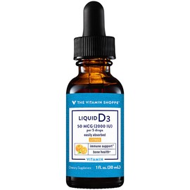 The Vitamin Shoppe Vitamin Liquid D3 2000IU | Supports Bone & Immune Health | Aids in Healthy Cell Growth & Calcium Absorption, 1 Fluid Ounce