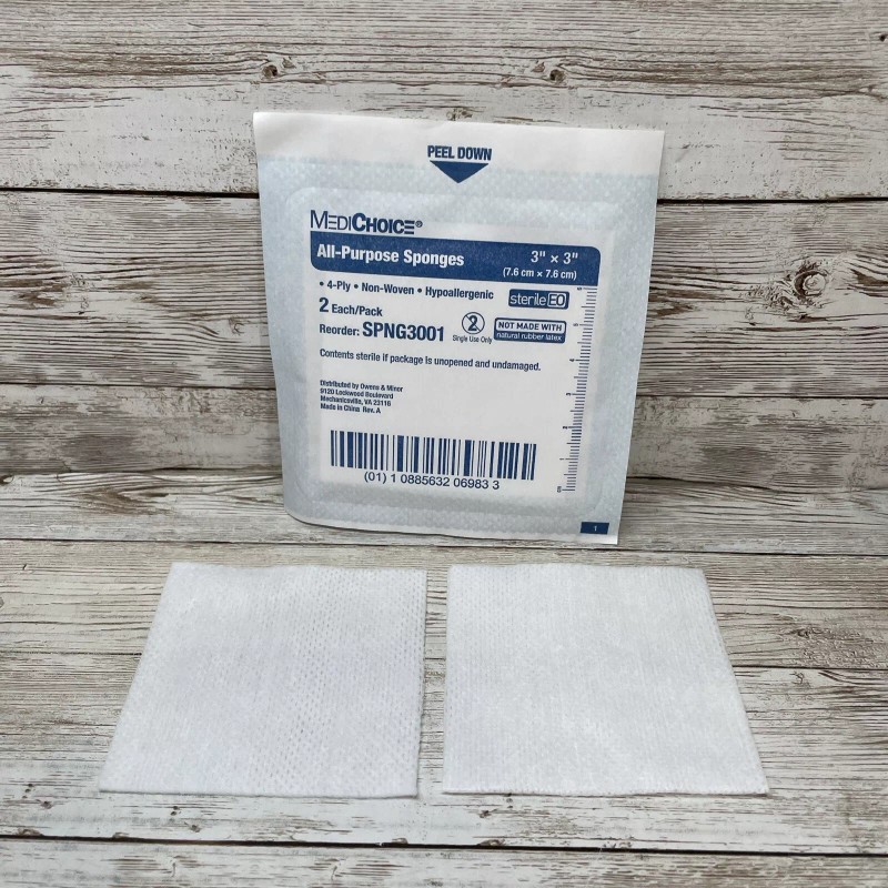 MediChoice 4 Boxes 3" x 3" All-Purpose Sponges, 200 PC,