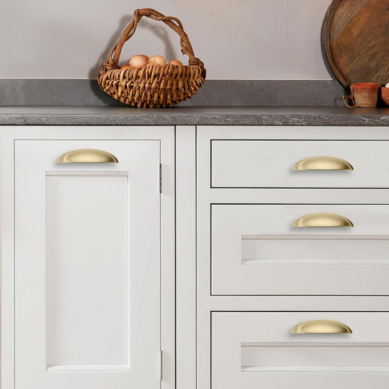 CABDM 2 Pack 4" Drawer Pulls Brushed Brass Cabinet Cup