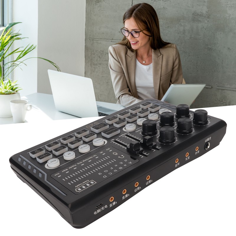 BT5.0 Wireless Sound Card Noise Reduction Modes Adjustable Sound Mixer