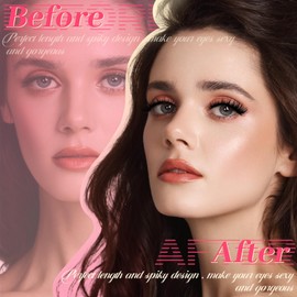 Ahrikiss Lashes Fluffy Eyelashes Wispy False Eyelashes Spiky Manga Lashes D Curl Cat Eye Lashes Natural Look 8D Volume Anime Fake Eyelashes Faux Mink Lashes 14 Pairs Pack (Spike02)