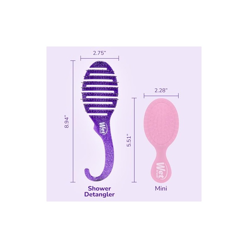 Wet Brush Cepillo desenredante de ducha, purpurina morada por unisex