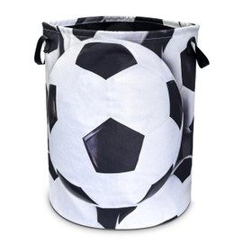Soccer Laundry Basket Ball Foldable Oxford Cloth Funny Tote Bag Laundry Hamper Clothes Storage Bucket Organizer For Bathroom/Laundry Storage/Bedroom 18.9x16.5 In