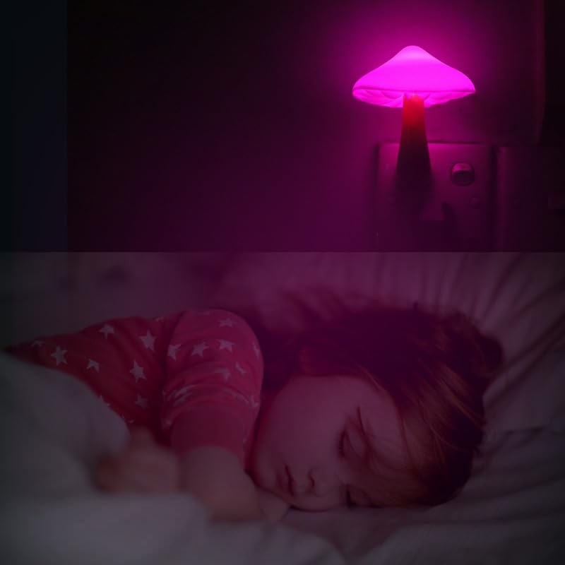 AUSAYE 2 Pack LED Cute Mushroom Night Light Plug into