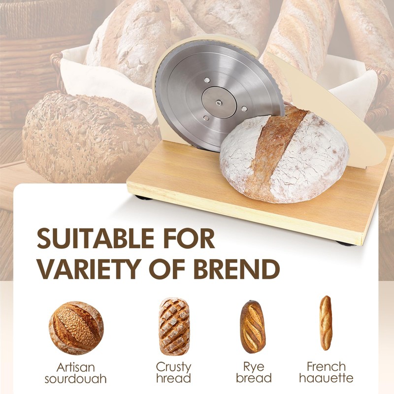 Brvclon Manual Bread Slicer Adjustable Thickness, Hand Crank Bread Slicer