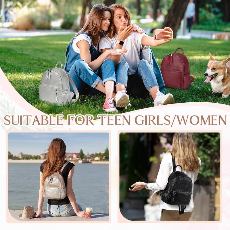 VASCHY Women's Backpack, Mini Backpack PU Leather Waterproof Fashion Small