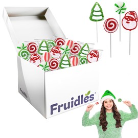 Fruidles Christmas Lollipop Santa, Tree, Swirl, Candy Canes, and Sweet Ball Assortment #2, Mixed Fruit Flavor, Individually Wrapped (5 Pounds (Bulk))
