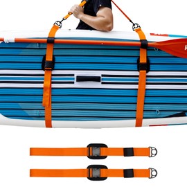 KOETSU Adjustable SUP Carry Straps - Padded Kayak & Paddle Board Shoulder Strap with Hook, Heavy Duty Wide Straps for Surfboard/Kayak/SUP (Orange