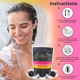Satavi Naturals Rejuvenate (40g Tablets - 12 Pack) Grapefruit, Citrus, Orange Aromatherapy Shower Steamers for Women & Men, Natural Essential Oils, Shower Bath Bombs, Vapor Tabs for Aromatic Self-Care