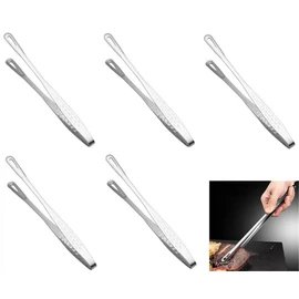 Stainless Steel Kitchen Tongs | Multifunction Cooking Tongs,for Cooking Stainless Steel Kitchen Tweezers Grill Food Yakiniku Tongs Cooking Clamp Tool for Salad,Fish,Steak,Barbecue,Buffet,Meat(5 pcs)
