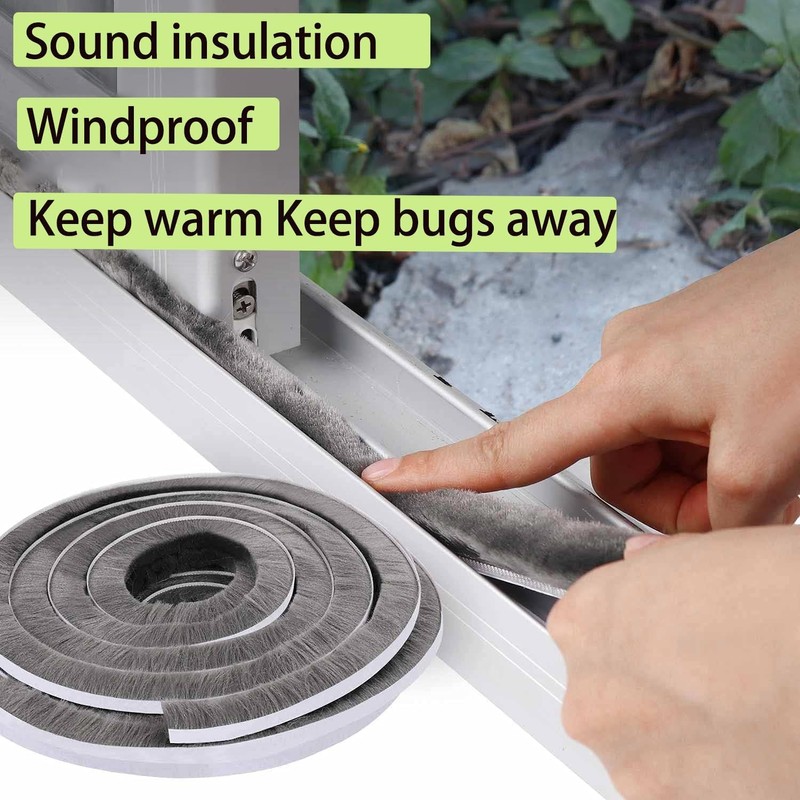 ZOMPAGO Brush Weather Stripping,0.9 in x 0.4 in x 32.8