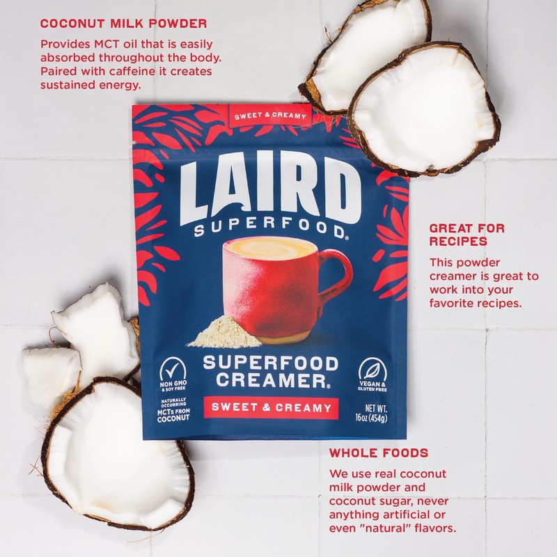 Laird Superfood Non-Dairy Superfood Creamer - Coconut Powder Coffee Creamer