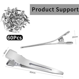 EnteBill Hair Clips Silver Hairdresser Hair Clips Metal Alligator Curl Hair Clips with Holes for Hair Clips Women Girls Pack of 60