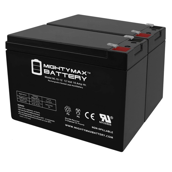 ML10-12 - 12V 10AH BATTERY SP12-10 T2 SIGMA .250 FASTON TERMINALS REPLACEMENT - 2 Pack