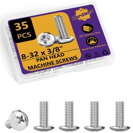 8-32 x 3/8" Machine Screws, 35 PCS Phillips Pan Head Electrical Outlet Machine Screws 304 Stainless Steel, Wall Plate Receptacles Mounting for Switch Plate, Cabinet Door and Drawer