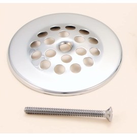 Tub and Shower Bath Grid Drain Strainer with Screw, 2-7/8 Inch, 1-Pack, Grid Bathtub Strainer, Chrome Plated - by PlumbUSA 51055
