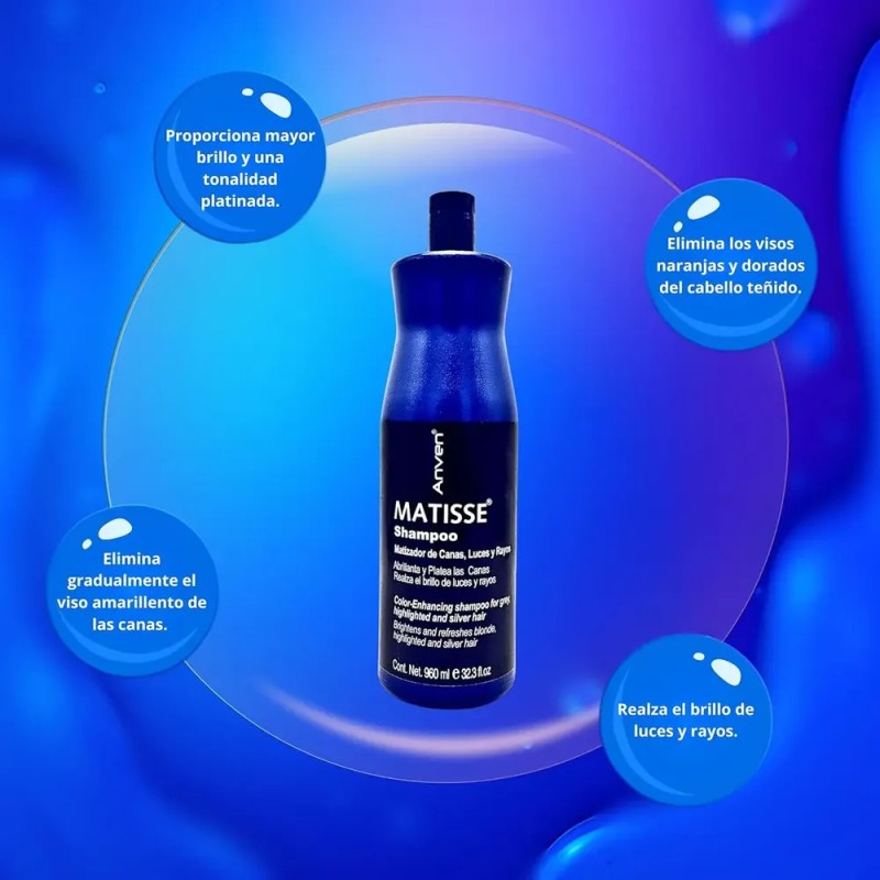 Shampoo Matizador Canas, Luces Y Rayos Matisse Anven 960ml