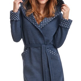 DOROTA cuddly and modern cotton bathrobe with pockets, tie strap and hood - different models - xxl