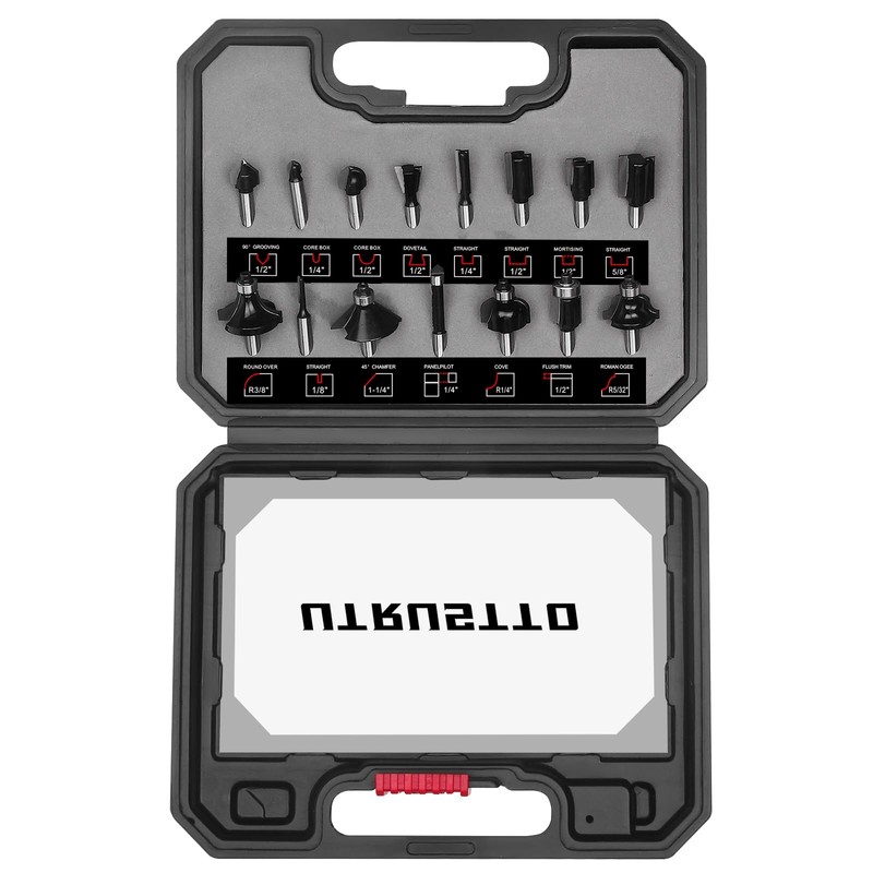 UTRUSTTO Router Bits 1/4 Inch Shank 15 Pieces, Tungsten Carbide