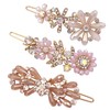 3PCS Rhinestone Bling Flower Small Mini Barrette Decorative Hair Clips