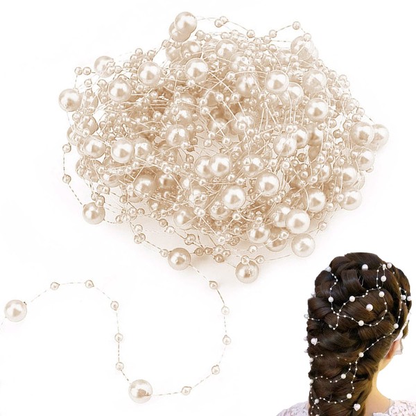 Beige Pearl Garland, 10M Pearl Beads Chain Garland Curtain Beads
