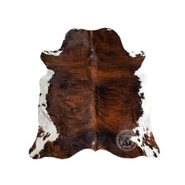 Sunshine Cowhides 100% Genuine Dark Brindle Tricolor Cowhide Rug - Modern Style Animal Skin Rug & Floor Carpet - Home Decor Area Rug - Living Room, Bedroom, Office & Kitchen - Extra Large (6x7-8 Ft.)