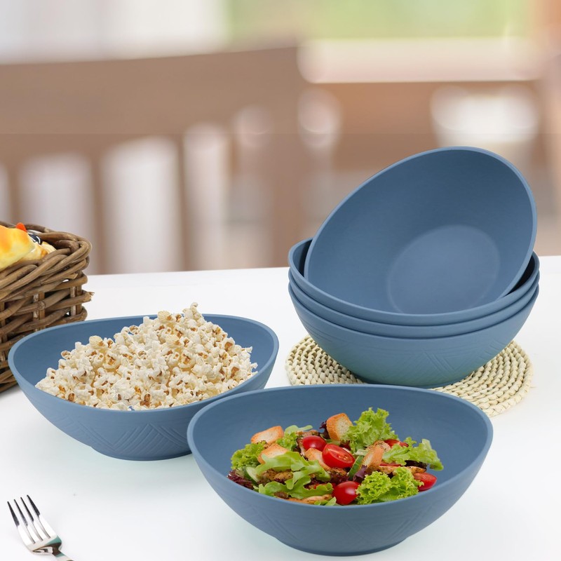 Homienly Wheat Straw Bowl Sets of 6-60oz Large Cereal Bowls,Microwave