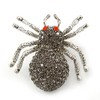 Dim Grey Pave-set Diamante 'Spider' Brooch In Burn Silver -