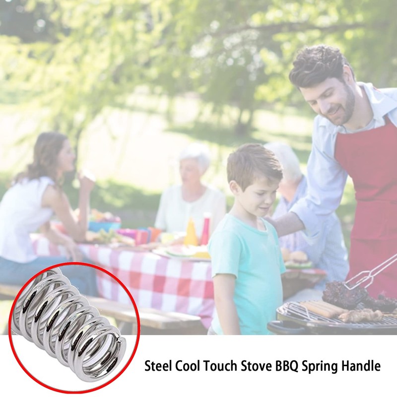 2PCS BBQ Spring Handle Stainless Steel Cool Touch Stove Heavy