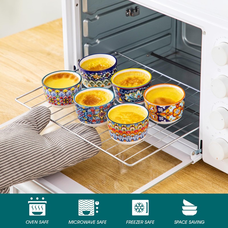 vancasso 4 Oz Ramekins Oven Safe Set of 6, Bohemian