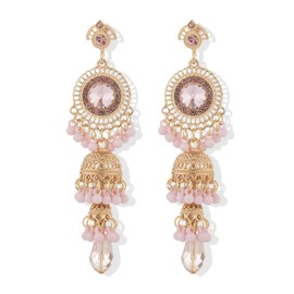 Indian Earrings for Women Jhumkas Indian Earrings Bollywood Beaded Long Dangle Earrings Vintage Bohemian Dangle Earrings Crystal Chandelier Earrings Wedding Party Prom Jewelry Gift for Women Girls