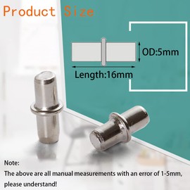 CTRICALVER Shelf Brackets, 5 x 16 mm Shelf Holder, Shelf Bracket, Glass Shelf Support for Kitchen Cupboard with Rubber Sleeve (Pack of 50)