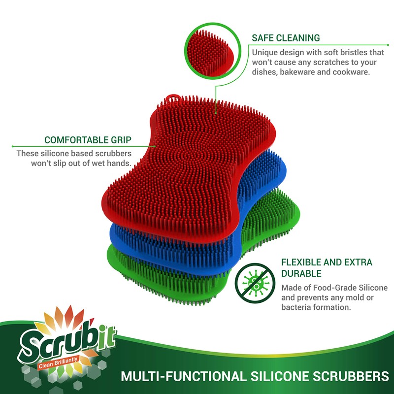 Silicone Scrubbing Pad Sponges by SCRUBIT - Real Silicon Non