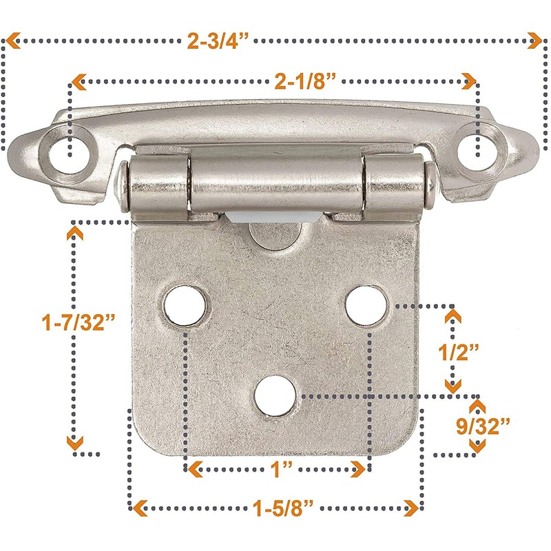 Decobasics 1/2" Overlay Brushed Gold Cabinet Hinges (25 Pair -50