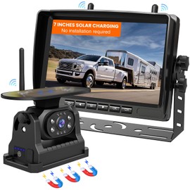 Umaogus Wireless Backup Camera, No Complex Wiring Portable Magnetic Solar HD 1080P Backup Camera System with 7” Monitor for RVs Campers Trucks