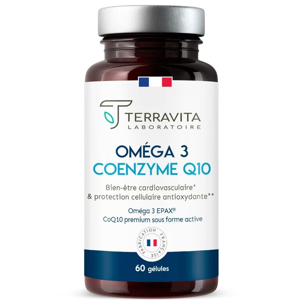 Coenzyme Q10 Ubiquinol Kaneka® + Omega 3 Patented EPAX® | Wild Fish | Cardiovascular System - Immune - Cerebral | Totox Ultra Low | 60 Capsules | Made in France | Terravita