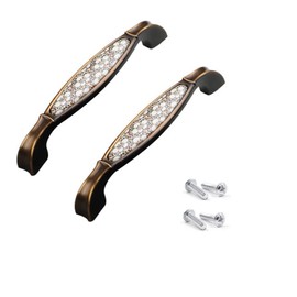 SYDARSYN Pack of 2 Handles for Kitchen Cabinets - Vintage Floral Pattern Furniture Handles, Ceramic Handles, Cupboard Handles, Kitchen Handles, Pech 128 mm