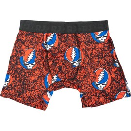 Ripple Junction Grateful Dead Mens Boxer Briefs Underwear Steal Your Face Roses All Over Print - Multicolor Medium