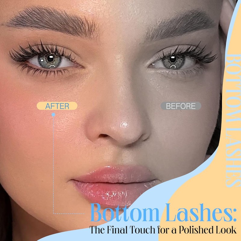 Newcally Bottom Lashes Cluster Natural Look 4-7MM Lower CC-Curly Individual