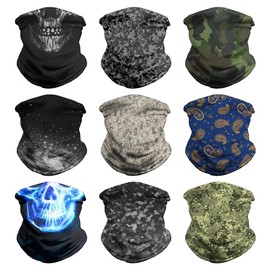 VCZUIUC Headwear Bandana Head Wrap Face Scarf Mask Neck Warmer Balaclava for Sports (Medium (Quick Dry), 9pcs: Midnight)