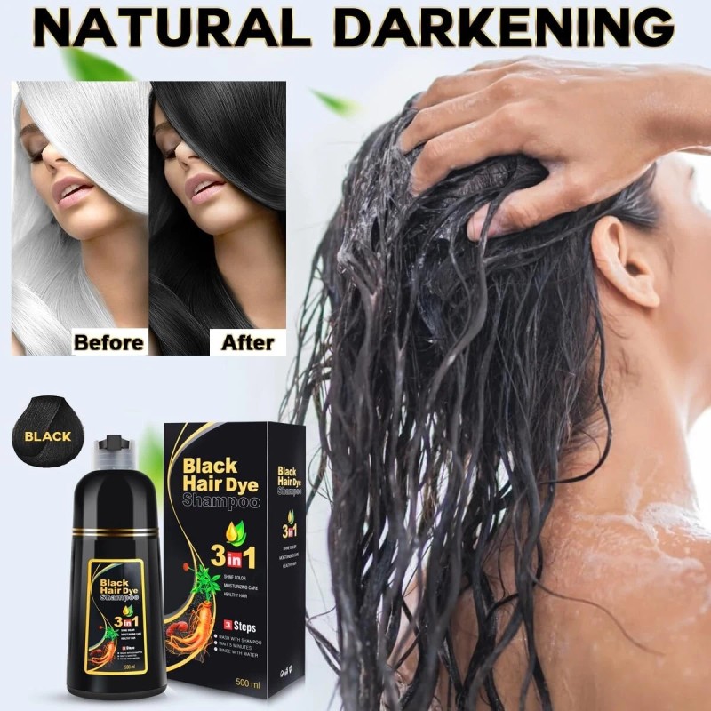 Meidu Black Hair Dye Shampoo Instant 3 in 1 Grey