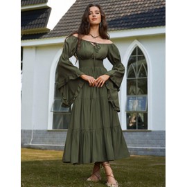 Scarlet Darkness Medieval Dress for Women Green Renaissance Ren Faire Cosplay Costume Olive Green L