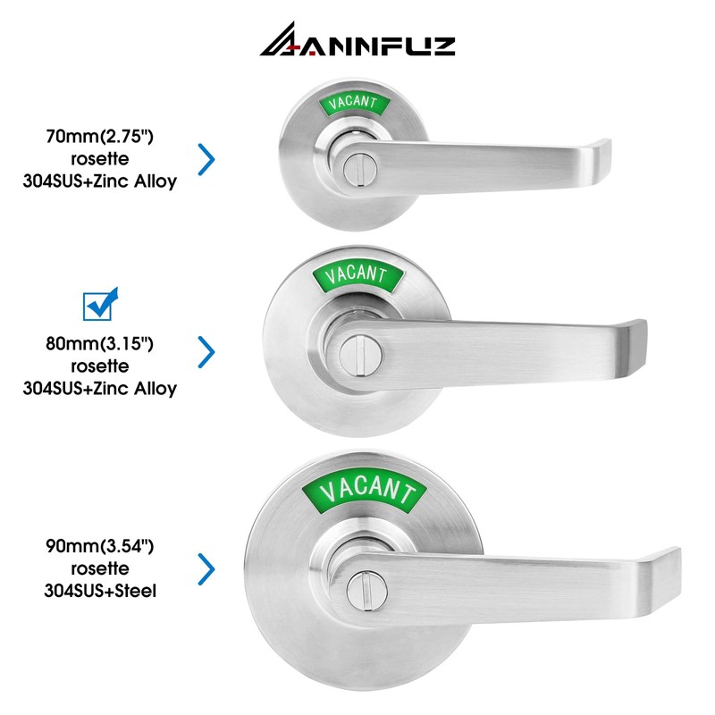 ANNFUZ Vacant Occupied Bathroom Handle Door Lock for Restroom,Privacy Keyless