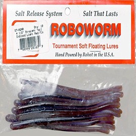 ROBOWORM 4.5" Straight Tail Worm / 10 Pack/Oxblood Light/RED FLK.