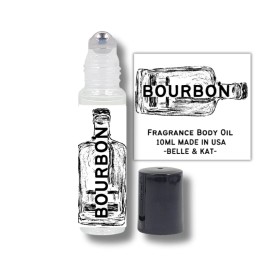 BELLE & KAT Fragrance Body Oil Roll-On Scented Bourbon - 0.33 Fl Oz (10ml)